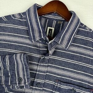 Howe Creative Workforce Shacket Mens XL Navy Blue Striped Heavyweight Shirt